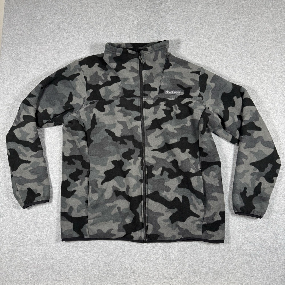 Columbia Winter Pass Jacket Mens XL Gray Black Camo Full Zip Outdoor Pockets